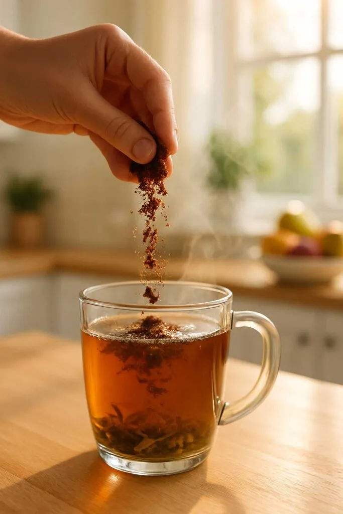 افزودن شکر قهوه ای طبیعی به چای گیاهی